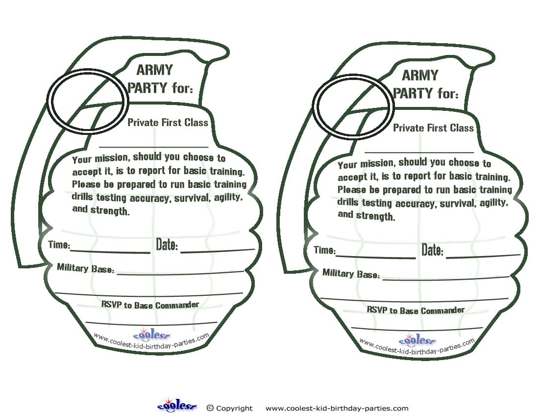 Army Birthday Party Invitations Free Printable â Invitetown